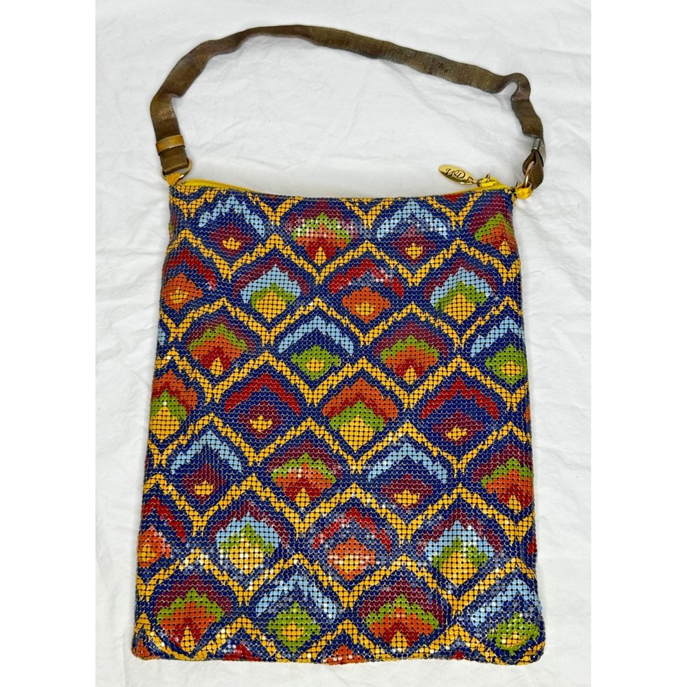 Whiting And Davis‎ Mesh Multi Color Feather Mod Pop Art Enamel Handbag Purse